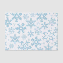 WHITE WITH BLUE WINTER SNOWFLAKES SEIDENPAPIER