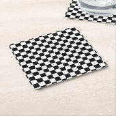 White with Classic Black Square Pattern Style Rechteckiger Pappuntersetzer (angewinkelt)