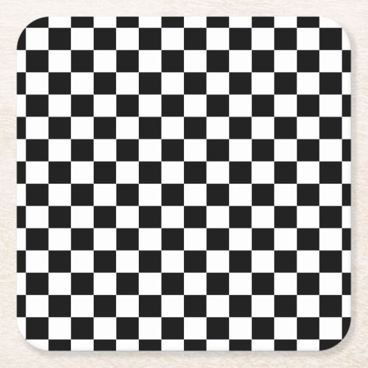 White with Classic Black Square Pattern Style Rechteckiger Pappuntersetzer (Vorderseite)