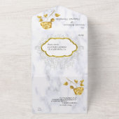 White with Gold lace and Roses All In One Einladung (Außenbereich)