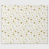 White With Gold Sparkle Hearts Geschenkpapier (Flach)