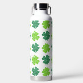 WHITE WITH GREEN LINEN LOOK IRISH SHAMROCKS TRINKFLASCHE (Vorderseite)