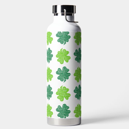 WHITE WITH GREEN LINEN LOOK IRISH SHAMROCKS TRINKFLASCHE (links)