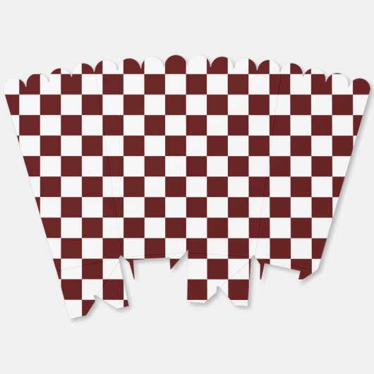 White with Maroon Square Pattern Popcorn Geschenkschachtel (Ungeklappt)
