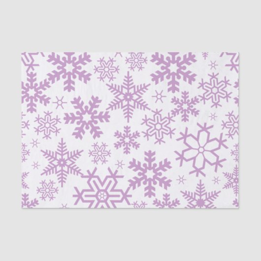 WHITE WITH PURPLE WINTER SNOWFLAKES SEIDENPAPIER (Vorderseite)