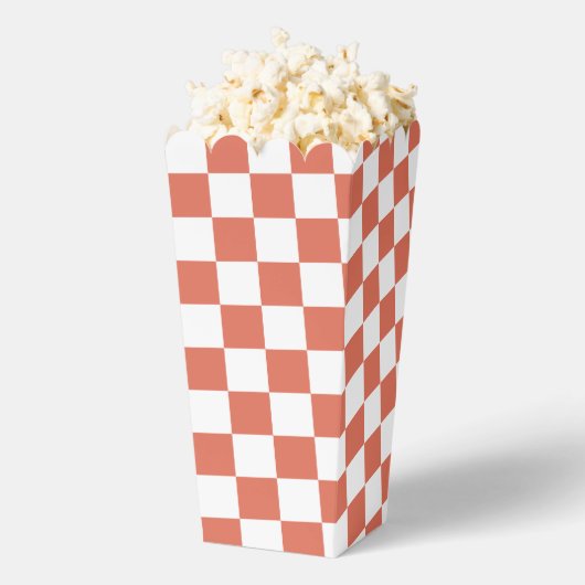 White with Terracotta Square Pattern Popcorn Geschenkschachtel (Geplatzt)