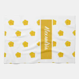 White With Yellow Wildflower Photos Custom Name Geschirrtuch