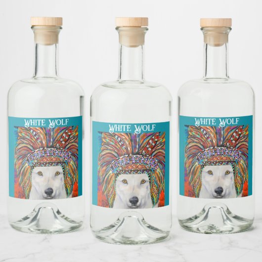 White Wolf Art Alkoholflaschenetikett (Flaschen)