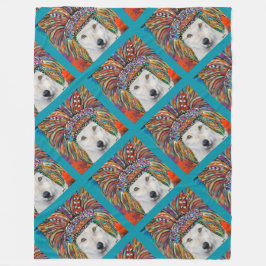 White Wolf Art Fleecedecke