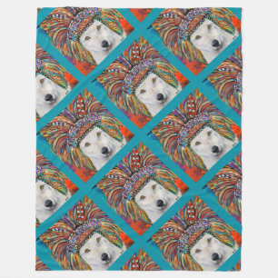White Wolf Art Fleecedecke