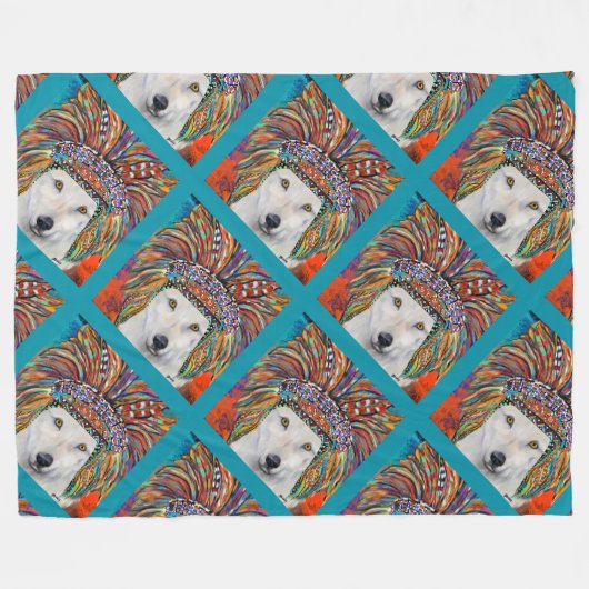 White Wolf Art Fleecedecke (Vorderseite (Horizontal))