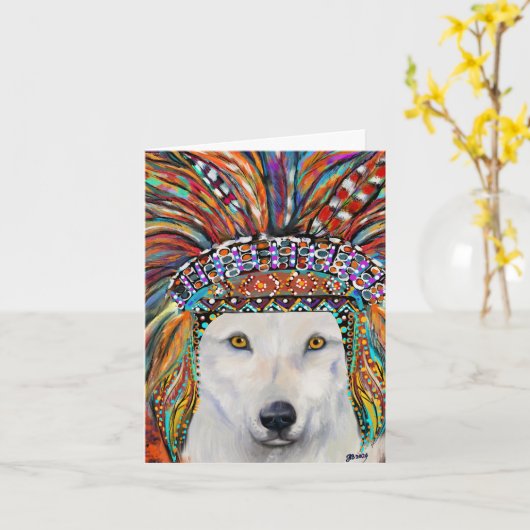 White Wolf Art Karte (Gelbe Blume)