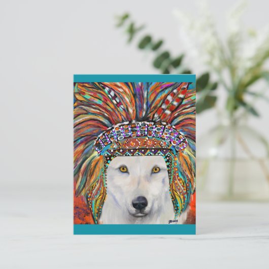 White Wolf Art Postkarte (Stehend Vorderseite)