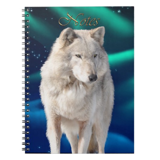 White Wolf & Aurora Wildlife-Fan-Notebook Notizblock (Vorderseite)