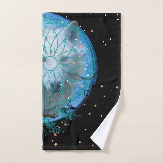 White Wolf Blue Moon Badhandtuch Set (Handtuch)