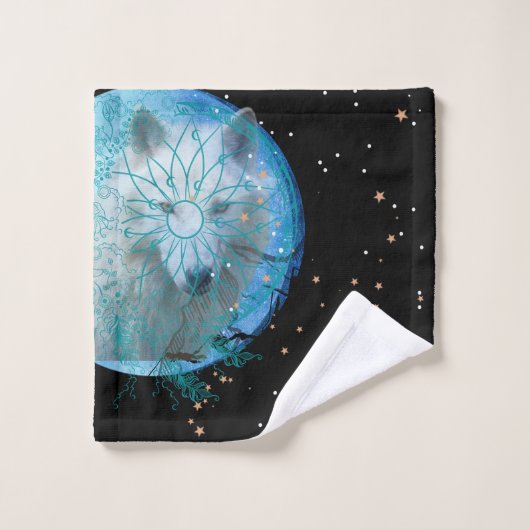 White Wolf Blue Moon Badhandtuch Set (Waschlappen)