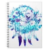 White Wolf Dreamcatcher Lila Blue Floral Notizblock (Vorderseite)