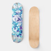 White Wolf Dreamcatcher Lila Blue Floral Skateboard (Vorderseite)