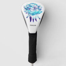 White Wolf Dreamcatcher Purple Blue Floral