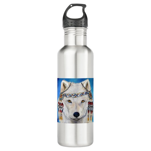 White Wolf Edelstahlflasche (Vorderseite)