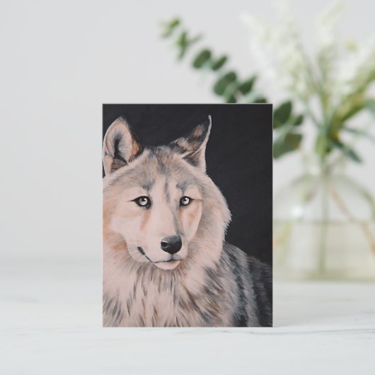 White Wolf Gemälde von DiDi Postkarte (Stehend Vorderseite)