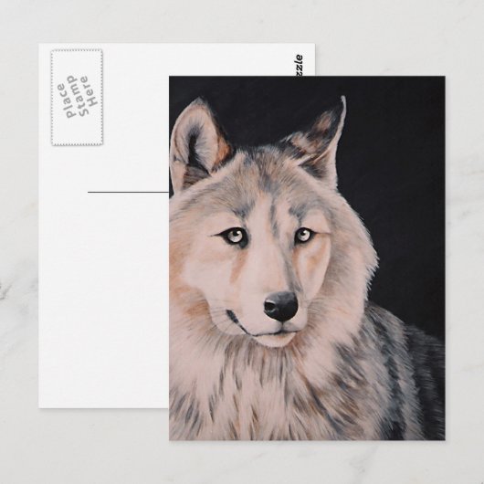 White Wolf Gemälde von DiDi Postkarte (Vorne/Hinten)