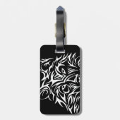 White Wolf Head auf Black  Gepäckanhänger (Rückseite vertikal)