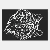 White Wolf Head auf Black Geschenkpapier Set (Vorderseite 3)