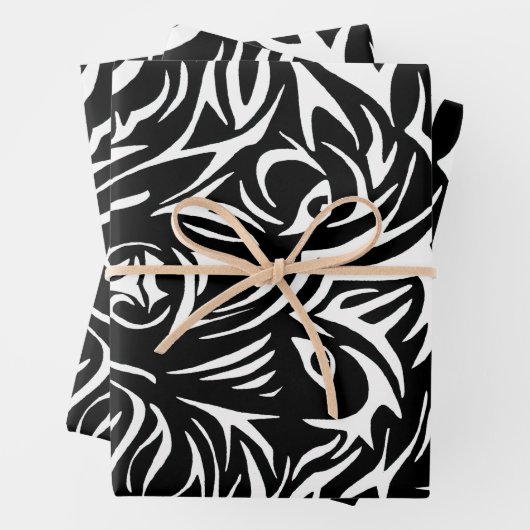 White Wolf Head auf Black Geschenkpapier Set (Beispiel)