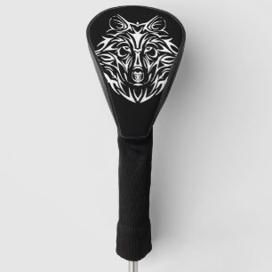 White Wolf Head auf Black Golf Headcover