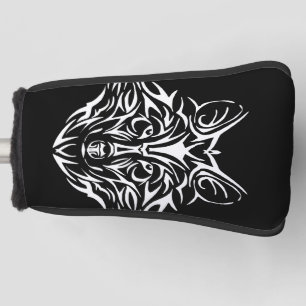 White Wolf Head auf Black  Golf Headcover