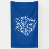White Wolf Head auf Blue Banner (Vertikal)