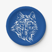 White Wolf Head auf Blue Pappteller (Vorderseite)