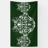 White Wolf Head auf Green Banner (Vertikal)