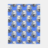 White Wolf Head Muster Design Blau Fleecedecke (Vorderseite)