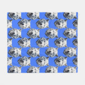White Wolf Head Muster Design Blau Fleecedecke (Vorderseite (Horizontal))