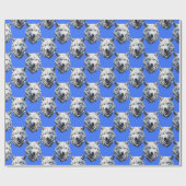White Wolf Head Muster Design Blau Geschenkpapier (Flach)
