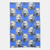White Wolf Head Muster Design Blau Geschirrtuch (Vertikal)