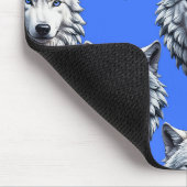 White Wolf Head Muster Design Blau Mousepad (Ecke)