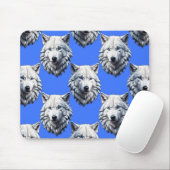 White Wolf Head Muster Design Blau Mousepad (Mit Mouse)