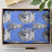 White Wolf Head Muster Design Blau Seidenpapier
