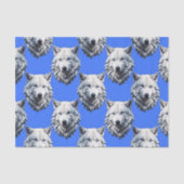 White Wolf Head Muster Design Blau Seidenpapier (Vorderseite)