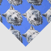 White Wolf Head Muster Design Blau Seidenpapier (Ausschnitt)