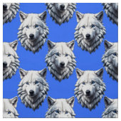 White Wolf Head Muster Design Blau Stoff (Muster)