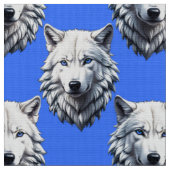 White Wolf Head Muster Design Blau Stoff (Nahaufnahme)