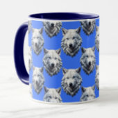 White Wolf Head Muster Design Blau Tasse
