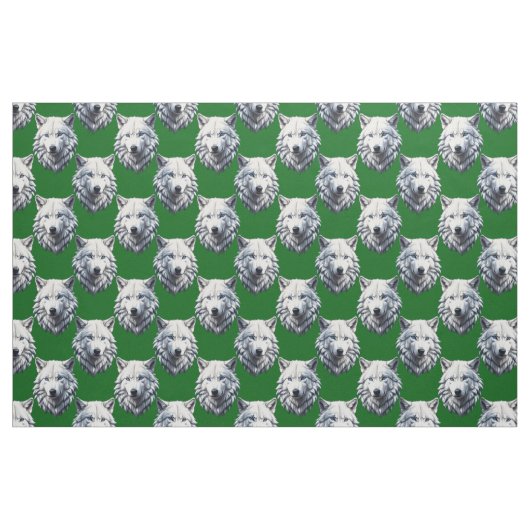 White Wolf Head Pattern Design Green  Stoff (Fat Quarter (45,7 x 55,9 cm))