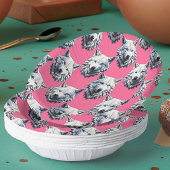 White Wolf Head Pattern Design Pink  Pappteller