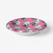 White Wolf Head Pattern Design Pink  Pappteller (Gewinkelt)