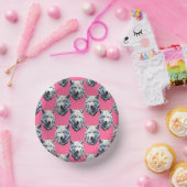 White Wolf Head Pattern Design Pink  Pappteller (Party)